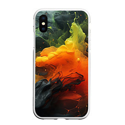 Чехол iPhone XS Max матовый Взрыв оранжевой краски, цвет: 3D-белый