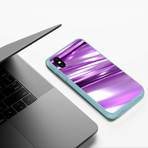 Чехол iPhone XS Max матовый Нежные фиолетовые полосы абстракта / 3D-Мятный – фото 3