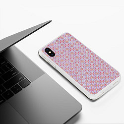 Чехол iPhone XS Max матовый Геометричный паттерн розовый, цвет: 3D-белый — фото 2