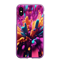 Чехол iPhone XS Max матовый Яркий всплеск, цвет: 3D-фиолетовый