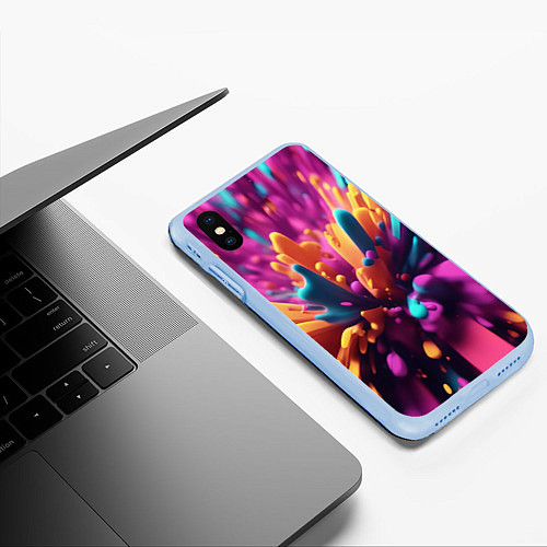 Чехол iPhone XS Max матовый Яркий всплеск / 3D-Голубой – фото 3