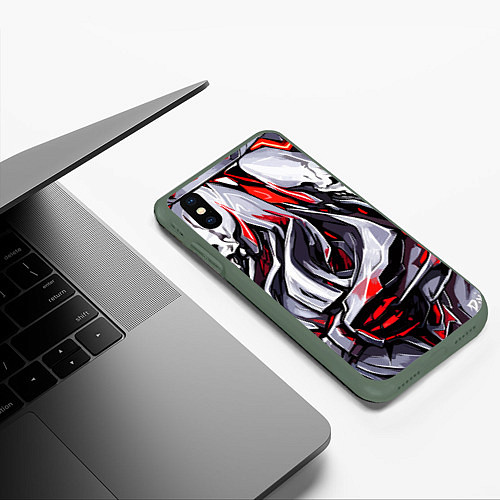 Чехол iPhone XS Max матовый Стальные черепа / 3D-Темно-зеленый – фото 3