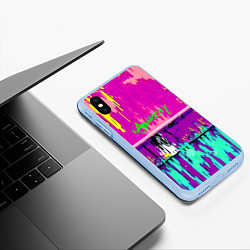 Чехол iPhone XS Max матовый Counter Strike neon revolution, цвет: 3D-голубой — фото 2