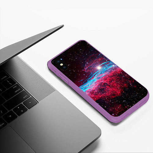 Чехол iPhone XS Max матовый Uy scuti star - neon space / 3D-Фиолетовый – фото 3