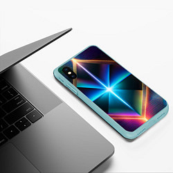 Чехол iPhone XS Max матовый Светящиеся лучи в квадрате, цвет: 3D-мятный — фото 2