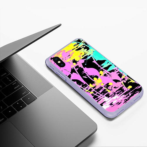 Чехол iPhone XS Max матовый Color expressive abstraction / 3D-Светло-сиреневый – фото 3