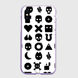 Чехол iPhone XS Max матовый Love death robots pattern white, цвет: 3D-светло-сиреневый