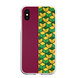 Чехол iPhone XS Max матовый Kimetsu no yaiba pattern anime, цвет: 3D-белый