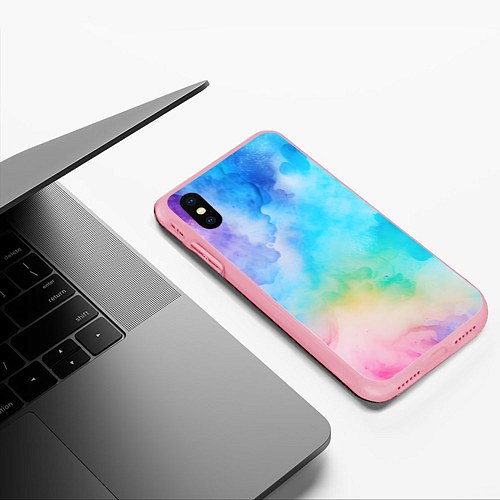 Чехол iPhone XS Max матовый Цветные разводы акварели / 3D-Баблгам – фото 3