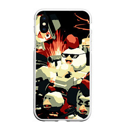 Чехол iPhone XS Max матовый Чикен Ган заварушка, цвет: 3D-белый