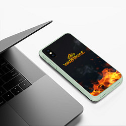 Чехол iPhone XS Max матовый Warframe шутер flame, цвет: 3D-салатовый — фото 2