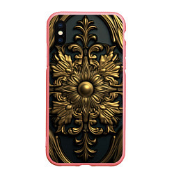 Чехол iPhone XS Max матовый Золотой узор стиль лепнина, цвет: 3D-баблгам