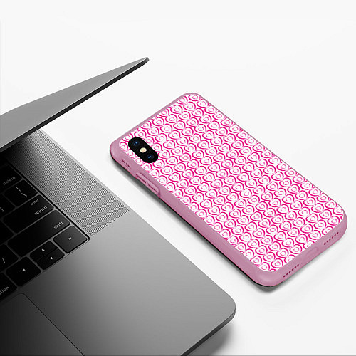 Чехол iPhone XS Max матовый Паттерн двойное сердце / 3D-Розовый – фото 3