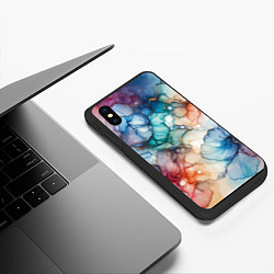 Чехол iPhone XS Max матовый Нарисованная спиртовыми чернилами иллюстрация, цвет: 3D-черный — фото 2