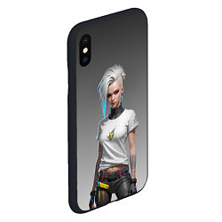 Чехол iPhone XS Max матовый Блондинка в белой футболке Cyberpunk 2077, цвет: 3D-черный — фото 2