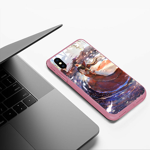 Чехол iPhone XS Max матовый Touhou Project Рейму Cute / 3D-Малиновый – фото 3