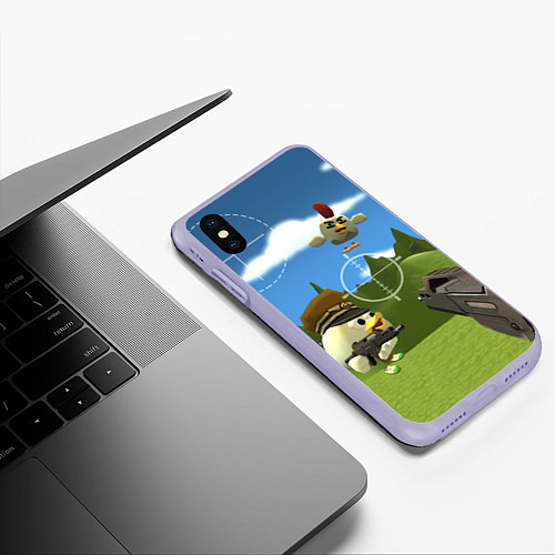 Чехол iPhone XS Max матовый Чикен Ган - бой / 3D-Светло-сиреневый – фото 3