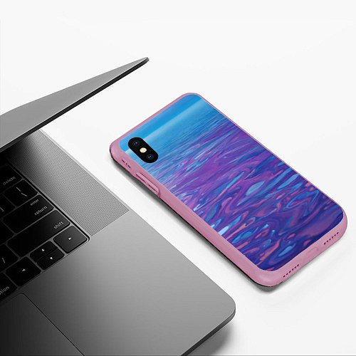 Чехол iPhone XS Max матовый Абстрактная вода живописная / 3D-Розовый – фото 3