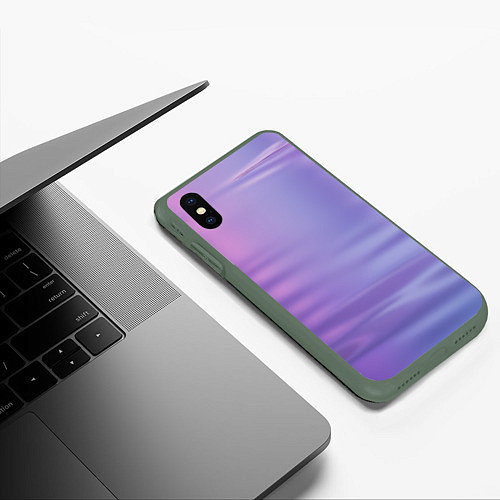 Чехол iPhone XS Max матовый Неоновая поверхность воды / 3D-Темно-зеленый – фото 3