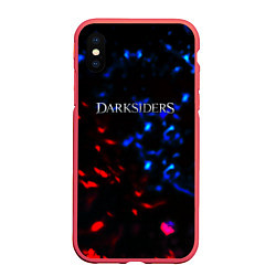Чехол iPhone XS Max матовый Darksiders space logo, цвет: 3D-красный