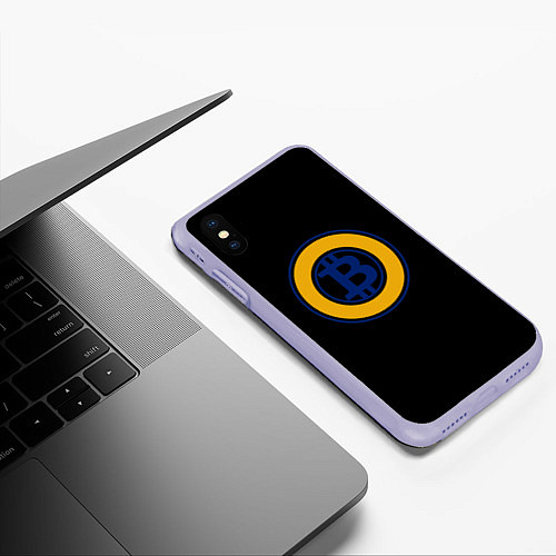 Чехол iPhone XS Max матовый Биткоин лого криптовалюта / 3D-Светло-сиреневый – фото 3
