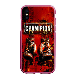 Чехол iPhone XS Max матовый Champion boxing, цвет: 3D-малиновый
