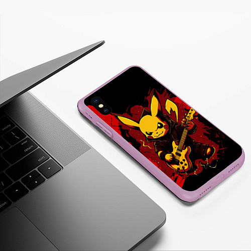 Чехол iPhone XS Max матовый Устрашаюший покемон с гитарой / 3D-Сиреневый – фото 3
