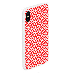 Чехол iPhone XS Max матовый Маленькие красные сердечки, цвет: 3D-белый — фото 2