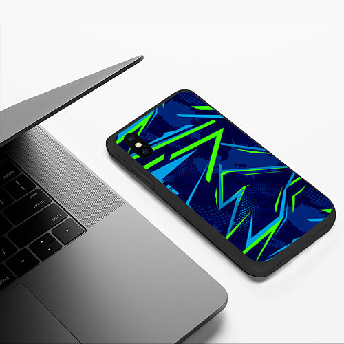 Чехол iPhone XS Max матовый Графические зигзаги / 3D-Черный – фото 3