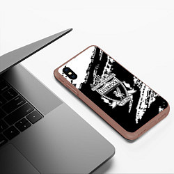 Чехол iPhone XS Max матовый Liverpool белые краски текстура, цвет: 3D-коричневый — фото 2