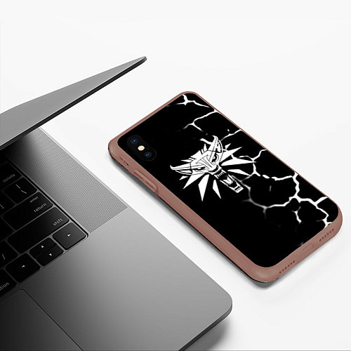 Чехол iPhone XS Max матовый The witcher текстура / 3D-Коричневый – фото 3
