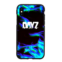 Чехол iPhone XS Max матовый Dayz огонь синий, цвет: 3D-черный