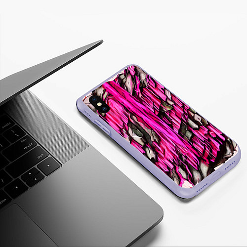 Чехол iPhone XS Max матовый Камень и розовая слизь / 3D-Светло-сиреневый – фото 3