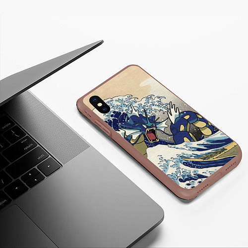 Чехол iPhone XS Max матовый Kanagawa wave - Gyarados / 3D-Коричневый – фото 3