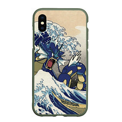 Чехол iPhone XS Max матовый Kanagawa wave - Gyarados, цвет: 3D-темно-зеленый