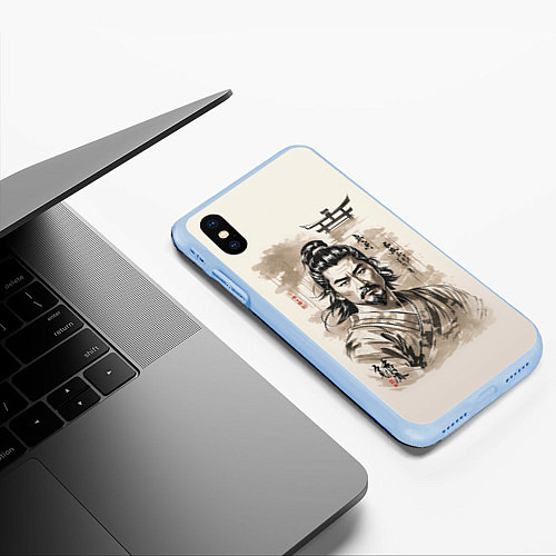 Чехол iPhone XS Max матовый Vintage samurai / 3D-Голубой – фото 3