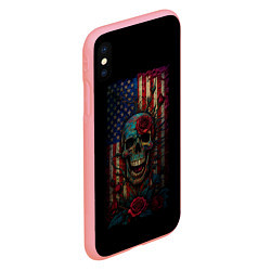 Чехол iPhone XS Max матовый Skull - USA, цвет: 3D-баблгам — фото 2