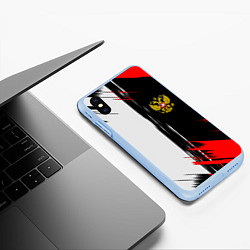Чехол iPhone XS Max матовый Россия герб краски текстура, цвет: 3D-голубой — фото 2