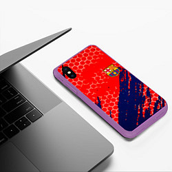 Чехол iPhone XS Max матовый Барселона спорт краски текстура, цвет: 3D-фиолетовый — фото 2