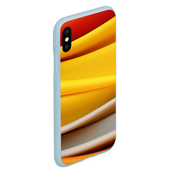 Чехол iPhone XS Max матовый Желтая абстракция с оранжевой волной, цвет: 3D-голубой — фото 2