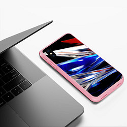 Чехол iPhone XS Max матовый Белая синяя красная острая абстракция, цвет: 3D-баблгам — фото 2