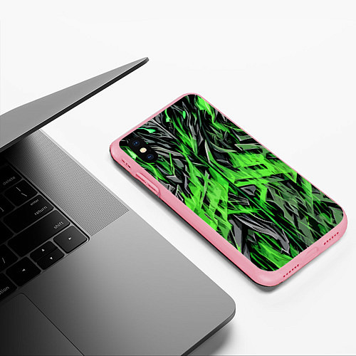 Чехол iPhone XS Max матовый Камень и зелёный огонь / 3D-Баблгам – фото 3