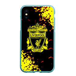 Чехол iPhone XS Max матовый Liverpool жёлтые краски текстура, цвет: 3D-мятный