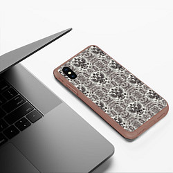 Чехол iPhone XS Max матовый Паттерн герба России на белом фоне, цвет: 3D-коричневый — фото 2