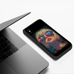 Чехол iPhone XS Max матовый Отражение космоса в очках, цвет: 3D-черный — фото 2