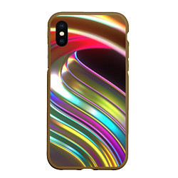 Чехол iPhone XS Max матовый Неоновый крученный металл разноцветный, цвет: 3D-коричневый