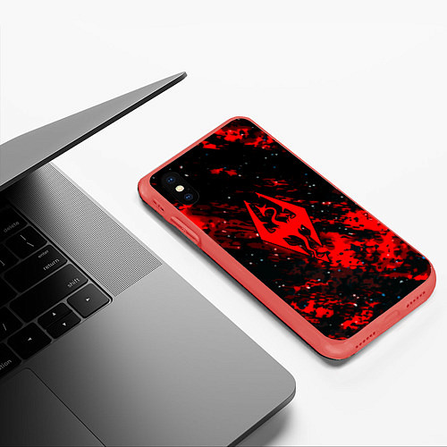Чехол iPhone XS Max матовый Скайрим текстура рпг / 3D-Красный – фото 3