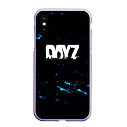 Чехол iPhone XS Max матовый Dayz текстура краски голубые, цвет: 3D-светло-сиреневый