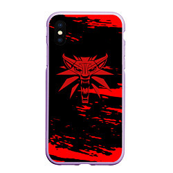 Чехол iPhone XS Max матовый The witcher лого ведьмака краски, цвет: 3D-сиреневый