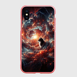 Чехол iPhone XS Max матовый Кот в облаках космической туманности, цвет: 3D-баблгам